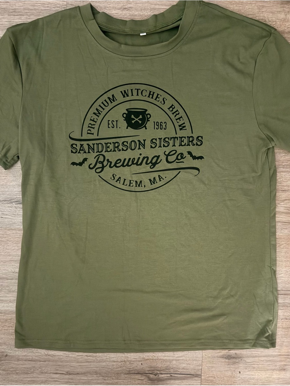 SHEIN Olive Green Sanderson Sisters Brewing Co. Graphic Tee - Black Print